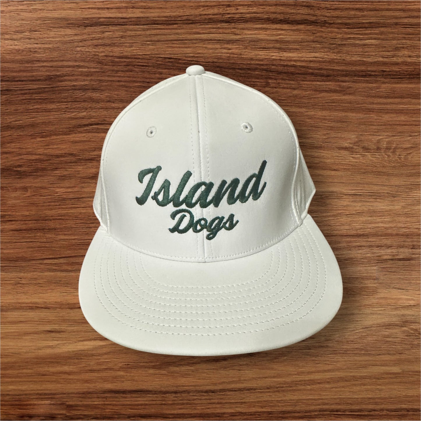 White Hat w/ Dark Green Embroidery