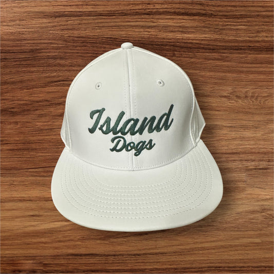 White Hat w/ Dark Green Embroidery