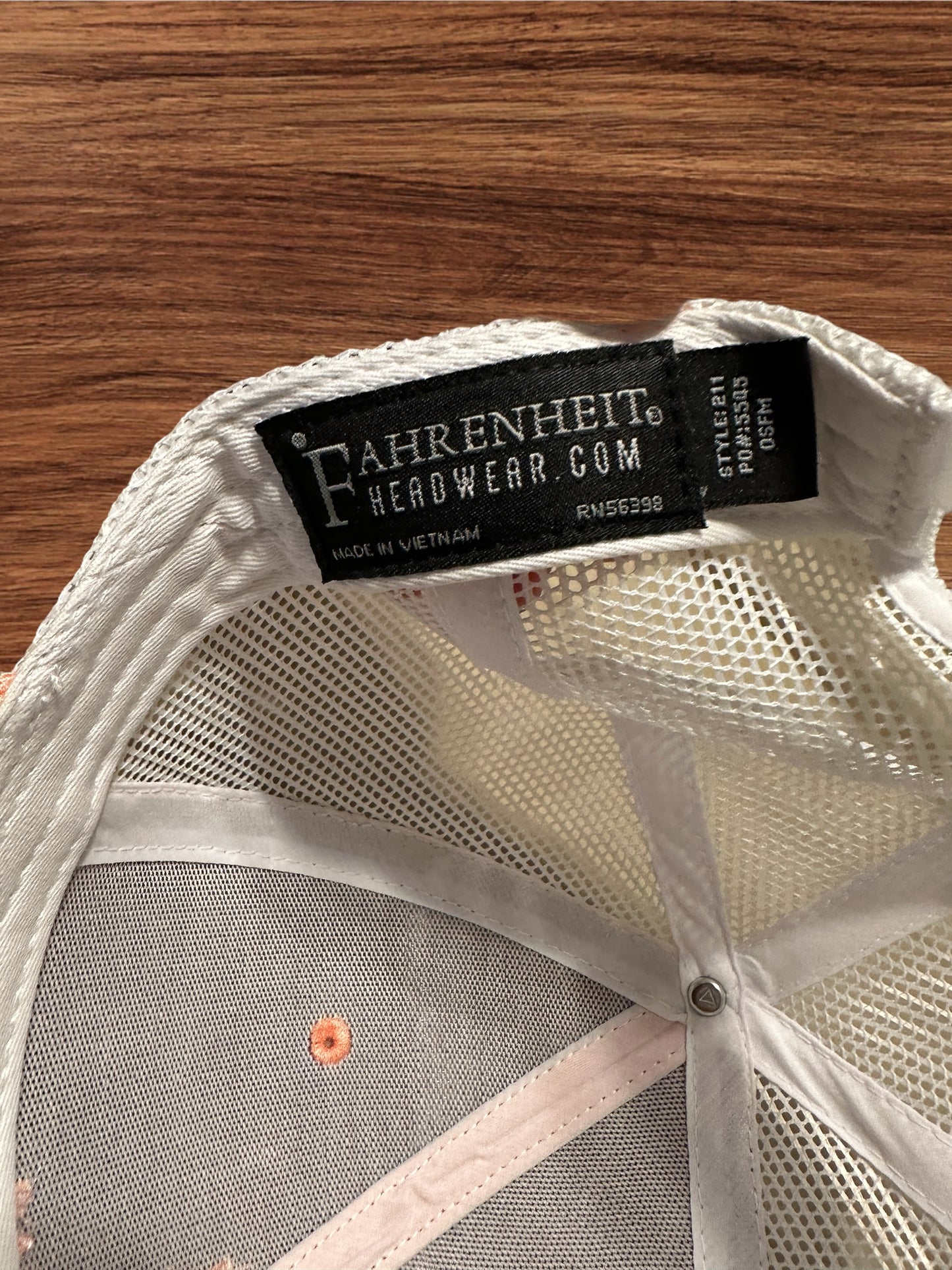 Salmon Hat w/ White Snap Back